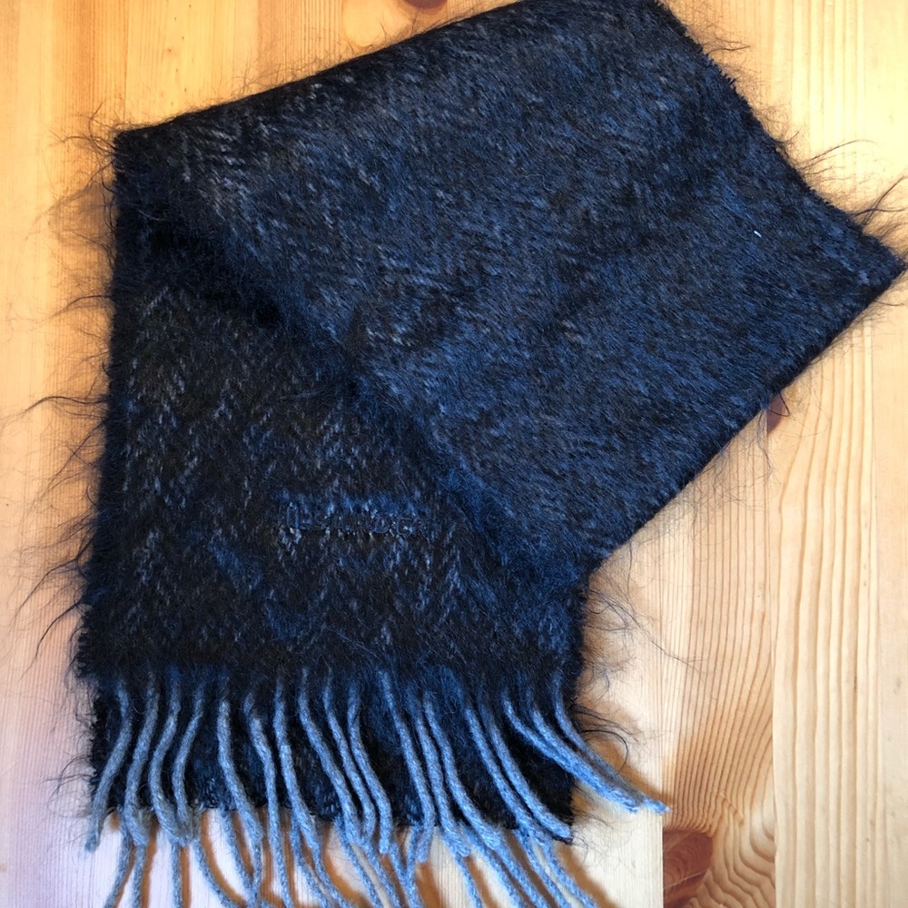 Jil Sander Black and Gray Mohair Scarf